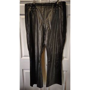 Jazzie Woman Faux Leather Lace Up Pants Black High Rise Plus Size 22 Flare